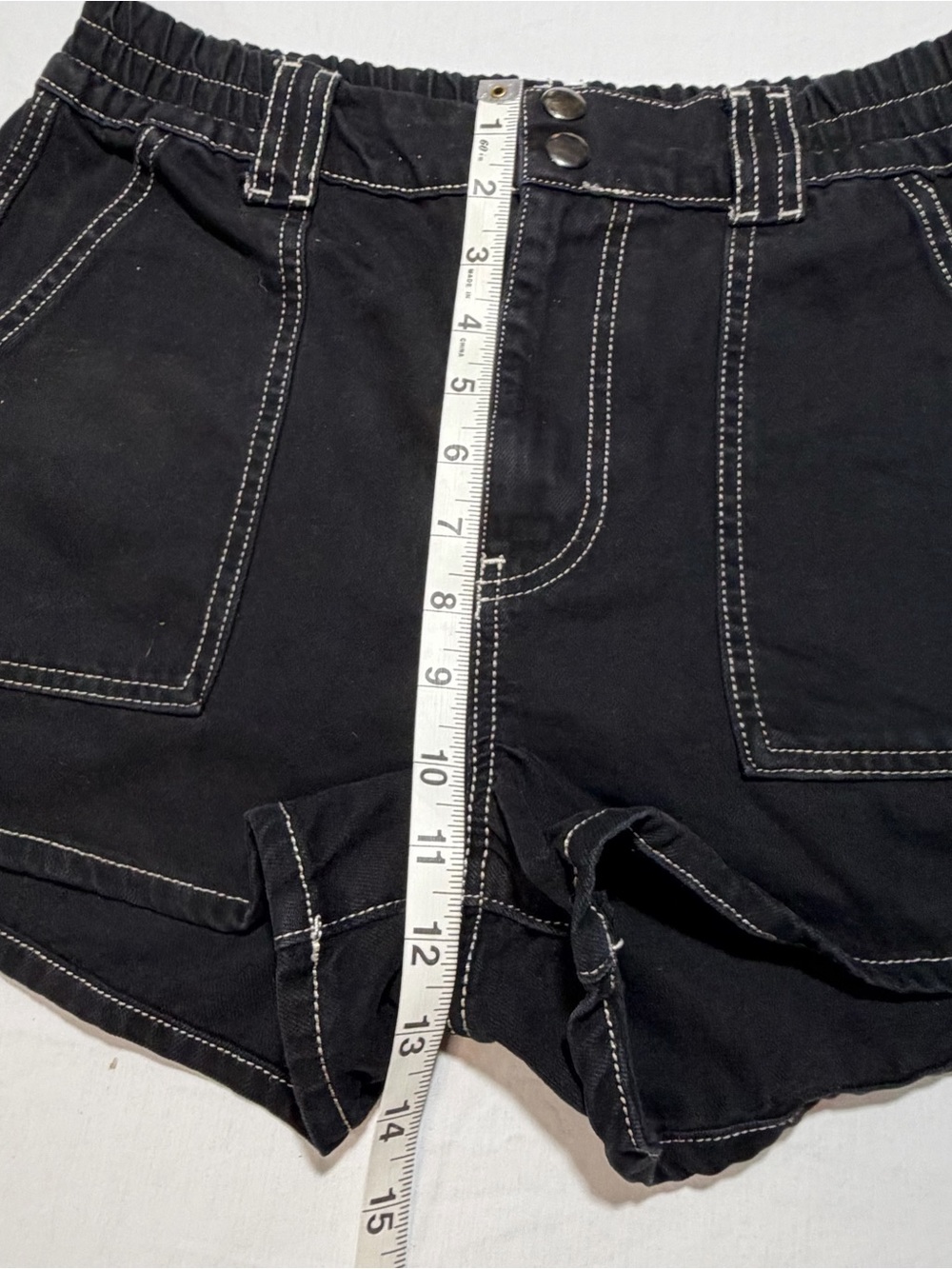 BDG Black High-Waisted Jean Shorts with Contrast Stitching - Picture 5 of 11
